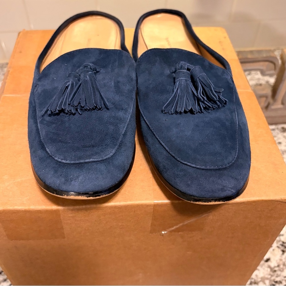 Banana Republic Navy Suede Tassel Loafers